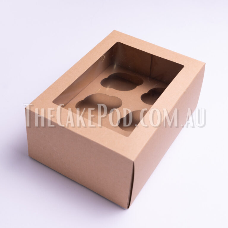 Cupcake Boxes Kraft Brown size 124 cupcakes Insert & Window