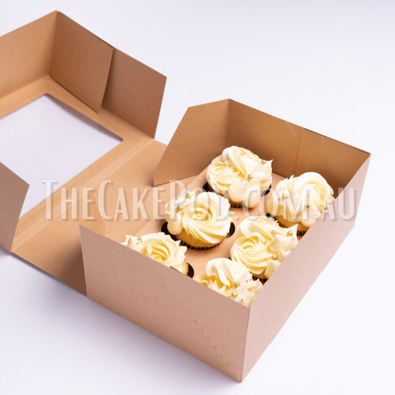 Cupcake Boxes Kraft Brown size 124 cupcakes Insert & Window
