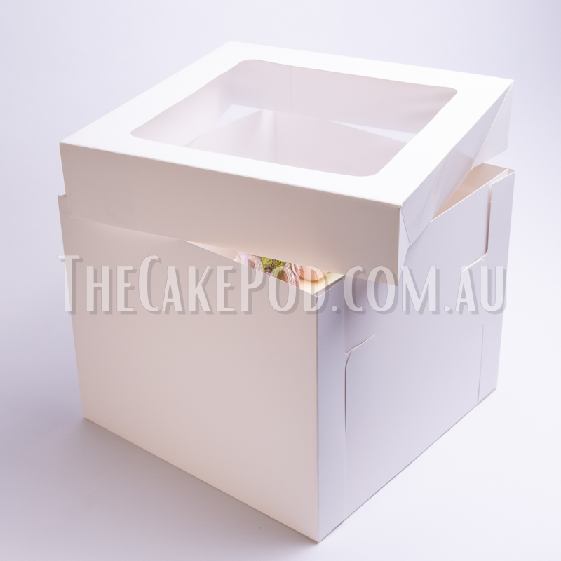 White Hamper Box with 2 Hole Cupcake Insert & Clear Lid Pack of 2