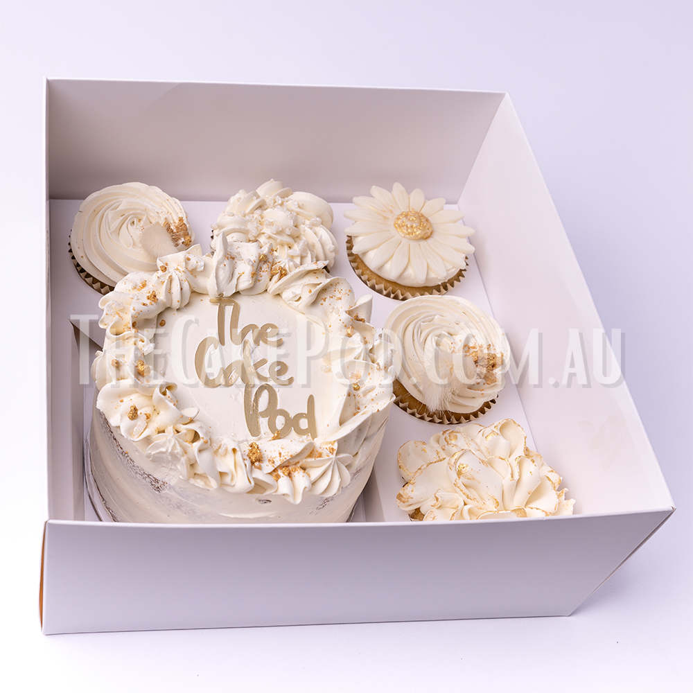 White Bento Box with 5 Cupcake insert and Clear Lid