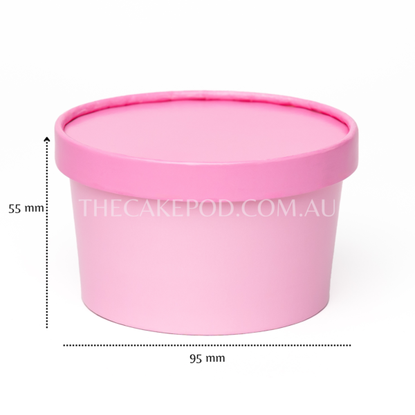 Cup in Candy Pink with lid and measurements