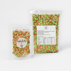 CakeFetti Jingle Dots Christmas sprinkles in 100g and 500g bags